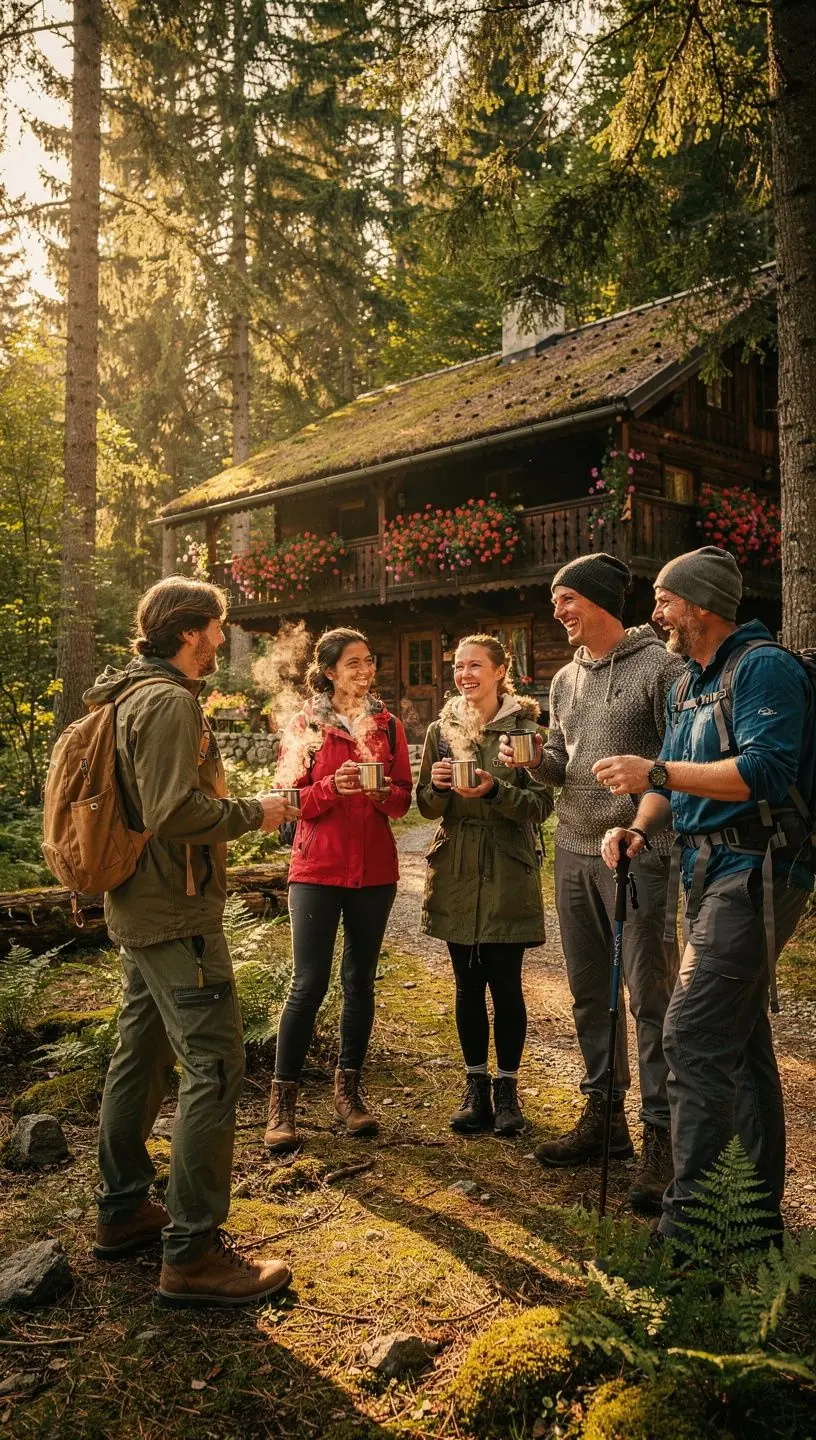 Panoramablick auf einen ruhigen deutschen Wald mit Wanderwegen, ideal für naturverbundene Retreat-Programme.