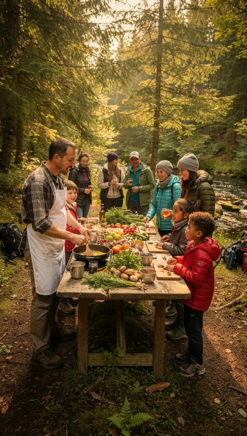 Traditionelle Waldhütte inmitten dichter Bäume, symbolisiert nachhaltige und offline buchbare Erholungsangebote in Deutschland.